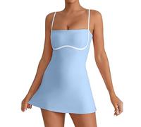 HEMNACU Vestido de Tenis Femenino con Escote Cuadrado y Pantalones Cortos con Tirantes Finos Espalda Descubierta Entrenamiento Abertura Lateral Vestido de Golf AtléTico