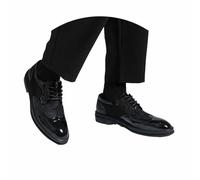 HEMNACU Zapatos de Traje Hombre con Cuero Charol Oxford Clásico con Banda EláStica Zapatos Brogue con Elevador Zapatillas de Cuero Que Aumentan Altura Cómodos y Transpirables Formales para Oficina