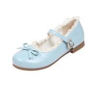 HEMNACU Zapatos Planos Tipo Bailarina de Mujer Mary Jane Zapatos de Princesa Escolares Planos Sandalias de Primavera para Chicas con Borde de Encaje y Tiras Ajustables para Mayor Suavidad