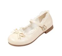 HEMNACU Zapatos Planos Tipo Bailarina de Mujer Mary Jane Zapatos de Princesa Escolares Planos Sandalias de Primavera para Chicas con Borde de Encaje y Tiras Ajustables para Mayor Suavidad