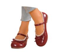HEMNACU Zapatos Planos Tipo Bailarina de Mujer Mary Jane Zapatos de Princesa Escolares Planos Sandalias de Primavera para Chicas con Borde de Encaje y Tiras Ajustables para Mayor Suavidad