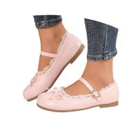 HEMNACU Zapatos Planos Tipo Bailarina de Mujer Mary Jane Zapatos de Princesa Escolares Planos Sandalias de Primavera para Chicas con Borde de Encaje y Tiras Ajustables para Mayor Suavidad