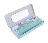 Hemobllo 1 juego Regla Multifuncional para Estudiantes Kit de Dibujo con Transportador y Triángulo Azul Herramienta de Medición Escolar para Profesores