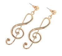 Hemobllo 1 Par Pendientes de temas de Pendientes llamativos para femenina. de notas musicales aretes con tachuelas para mujer para niñas planchar Dorado