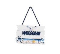Hemobllo 1 Pieza Wooden Welcome Hanging Board Mediterranean Style For Home Lake House Classroom Decor
