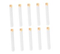 Hemobllo 10 Tubos de Ensayo de Vidrio de Fondo Redondo 15X150 MM con Tapón de Madera Recipientes Transparentes para Almacenamiento de Muestras Frascos para Ensayos Serológicos y