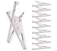 Hemobllo 100 Pinzas de Cocodrilo Metálicas Pequeñas, 35 Mm, Color Niquelado, Abrazaderas de Resorte Versátiles para Pruebas Eléctricas y Manualidades, Pack de 100 Unidades, Clips de