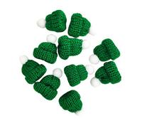 Hemobllo 10PCS Knitted Small Christmas Hat Santa Claus Christmas Handmade Hats Headdress Party Favors DIY Accessories (Green)