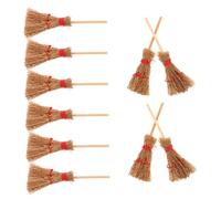 Hemobllo 12 Piezas Mini Escobas de Bruja Miniatura Beige para Casa de Muñecas Decoración Detallada y Resistente para Halloween Accesorios Realistas para Fiesta y Escenario