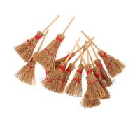 Hemobllo 12 Piezas Mini Escobas para Casa de Muñecas Decoración Artesanal Detallada para Halloween Accesorio Resistente Beige para y Manualidades