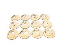 Hemobllo 12 piezas Tarjetas Mensuales Huecas de Madera para Bebés Tarjetas Conmemorativas para Recién Nacidos Accesorios para Fotos de Crecimiento y Primer Año