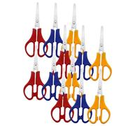 Hemobllo 12 piezas Tijeras Escolares Punta Roma con Escala Multipropósito de Inoxidable Ligeras y Seguras para Manualidades y Oficina Color Aleatorio Color Aleatorio