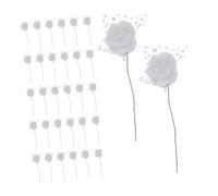 Hemobllo 144 Piezas Flores Artificiales de Rosa con y Cabezas Realistas de Espuma con Tul para Decoración de Bodas DIY Centros de Mesa y Accesorios de Corsage Blanco