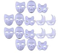 Hemobllo 16 Piezas Máscara de Papel para Pintar en Carnaval y Mascarada, Forma de Gato, Material Pulpa de Papel, Adecuado para Fiestas y Manualidades DIY