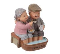 Hemobllo 1Juego Estatua Ancianos Resina Decoración Romántica para Aniversario Especial para Personas Mayores Adorno y Compacto para Espacio