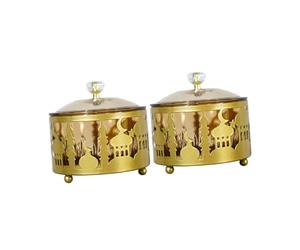 Hemobllo 2 Cajas Doradas para Dulces de Hierro y Pet, Reutilizables y Prácticas para Bodas y Fiestas, Diseño Delicado y Simple