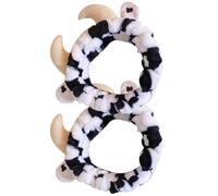 Hemobllo 2 Diademas Elásticas y Suaves Diseño de Cuernos de Vaca para Lavarse la Cara, Accesorio de Tela Adecuado para Spa y Cuidado Facial de Mujeres y Adolescentes