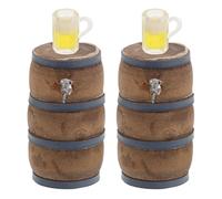 Hemobllo 2 Juegos Miniature Wooden Beer Barrel and Wine Glass Dollhouse Accessories Vintage Wine Barrel Model with Faucet For Fairy Garden Pub Decoration