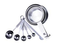 Hemobllo 2 juegos Utensilios Cocina Acero Inoxidable Tazas y Cucharas Medidoras con Regla y Clip Set Cucharas y Tazas para Medir Líquidos y Secos Mango Antideslizante Organizador Anillo