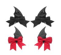 Hemobllo 2 pares Pasadores de Pelo Demonio con Alas de Murciélago y Lazo Negro y Rojo Accesorios Cosplay Halloween Vampiro para Fiesta y Disfraz