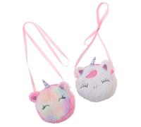 Hemobllo 2 Piezas Bolsa Bandolera Unicornio de Peluche para Niñas Monedero Pequeño con Cierre de Cremallera Pouch para Monedas y Almacenamiento al Aire de Unidades y Tie-Dye