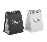 Hemobllo 2 piezas Calendario de Escritorio Mini Espiral con Soporte Agenda Mensual Giratoria para Oficina y Escuela Organizador Compacto para Planificación Diaria