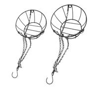 Hemobllo 2 Piezas Cestas Metálicas Colgantes Negras para Plantas Diseño de Hierro Resistente y Ajustable Soporte para Macetas de Exterior para Jardín y Balcón