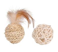 Hemobllo 2 Piezas de Ratán para Gatos con Campana para Gatos de Interior de Unidades para Morder y Juguete Relajante y Antiestrés para Gatitos