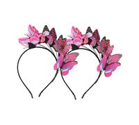 Hemobllo 2 piezas Diadema Floral para Novia de Tocados con Mariposas Accesorios para Bodas y Fiestas Diademas para Mujeres Color Rosa