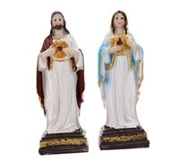 Hemobllo 2 Piezas Estatua Religiosa Virgen María y San Resina Detallada para Decoración Navideña y Exhibición Interior Conjunto para Espiritual