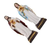 Hemobllo 2 Piezas Figuras Religiosas Católicas Esculturas de Resina del Padre Virgen con Base Cuadrada Decoración Espiritual para Mesa Estatuas Bíblicas para Hogar y Oficina