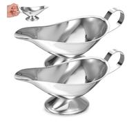 Hemobllo 2 Piezas Jarra de Salsa de Acero Inoxidable de 10 Onzas, Recipiente Versátil y Elegante para Servir Salsas Cocina Moderna