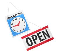 Hemobllo 2 piezas Letrero Colgante Doble Cara de PVC Resistente al Agua con Indicadores Abiertos y Cerrados para Tienda Oficina Hogar Reutilizable con Cadena para Colgar Señal Horario