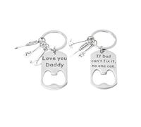 Hemobllo 2 Piezas Llavero Abrebotellas de Acero Inoxidable, Llavero Día del Padre, Plata, Pulido, No se Deforma, para Papá, Adecuado para Mochilas y Decorar Bolsas