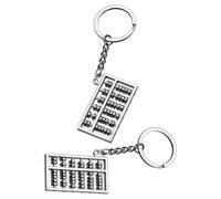 Hemobllo 2 Piezas Llavero de Ábaco de Aleación de Zinc Plateado, Herramienta Didáctica Portátil Diseño Vintage Tradicional para Ejercicios de Matemáticas en Clase y Souvenirs