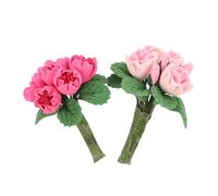 Hemobllo 2 Piezas Miniature Dollhouse Flowers Resin Artificial Floral Arrangement Bouquet Realistic Small Decor For Dollhouse Accessories and Micro Landscape Craft