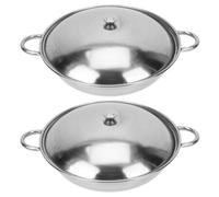 Hemobllo 2 Piezas Olla Caliente de Acero Inoxidable Doble Asa Resistente al Calor para Hot Pot y Sartenes Shabu Pequeñas para Cocinar Seguro