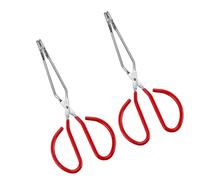 Hemobllo 2 piezas Pinzas Inoxidable para Bbq y Cocina Antideslizantes Mango Ergonómico para Cocinar Servir y Barbacoa Rojo Cabeza Recta