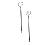Hemobllo 2 piezas Pinzas para Barbacoa al Aire Hierro Resistente Cabezal Grande Longitud Extendida de Unidades para Chimenea y Fogatas
