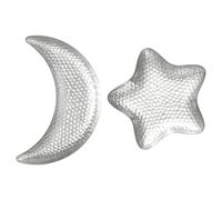 Hemobllo 2 Piezas Plato Decorativo de Hierro Forma de Luna, Pequeño | Textura Martillada, Estilo Retro de Lujo, Uso Versátil, para Bodas y Cumpleaños