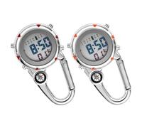 Hemobllo 2 Piezas Reloj de Bolsillo Portátil Hebilla, de Acero Inoxidable, Multifunción, Luminoso, Pila Botón Incluida, para Excursionismo y Escalada en Exteriores