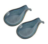 Hemobllo 2 piezas Soporte para Cuchara de Azul Descansador Utensilios Cocina Compacto y Apilable Soporte para Cucharas Tenedores y Palillos Decoración Funcional para Encimera