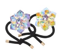 Hemobllo 2 Piezas Water Crystal Lotus Hair Ties Elastic Rhinestone Flower Hair Bands For Women High Elasticity Color Scrunchies