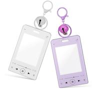 Hemobllo 2 Tarjeteros Llavero, Funda Protectora Transparente para Tarjetas de Identificación, Porta Credencial Compacto y Resistente al Agua Diseño Deslizable, Color Blanco y