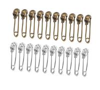Hemobllo 20 Alfileres de Seguridad Pin Punk de Calavera Metálico, Colores Plata Antigua y Bronce Antiguo, 20 Piezas para Manualidades, Decoración de Ropa y Accesorios Punk