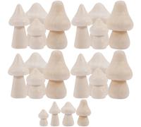 Hemobllo 20 Mini Hongos de Madera sin Terminar para Manualidades Infantiles, Figuras Naturales sin Pintar, Ideales para Decorar y Estimular la Creatividad