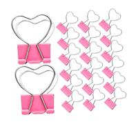 Hemobllo 20 Piezas Clips Carpeta Forma de Corazón Rosa Sujetapapeles Metálicos Resistentes para Oficina Escuela y Accesorios Creativos para Organización de