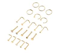 Hemobllo 21Piezas Conjunto para Perforación de Inoxidable Anillos Metálicos para Mujeres Nasales Decorativos y Elegantes