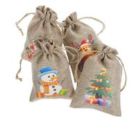 Hemobllo 24 Piezas Bolsas de de Navidad con Cordón Unidades Diseño de Muñeco de Papá Noel y Árbol Bolsas para Snacks y Duraderas y Prácticas para Fiestas Festivas