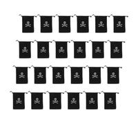 Hemobllo 24 Piezas Bolsas de Obsequio Diseño Único de Calavera Piratas Cordón de Poliéster Negro para Halloween Construcción Resistente y Diseño Portátil para Fiestas y Búsquedas del Tesoro